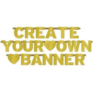 Banners |  Customisable Gold Glitter Letter Banner Banners Banners