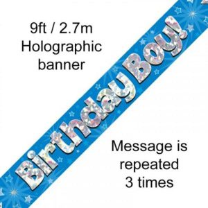 Birthday Banners |  Blue Holographic Birthday Banner – 2.7M Birthday Banners Birthday Banners