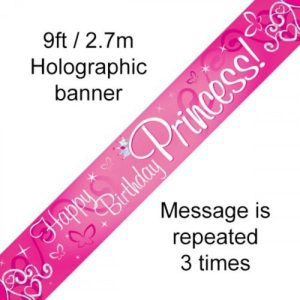 Birthday Banners |  Pink Birthday Princess Banner – 2.7M Birthday Banners Birthday Banners