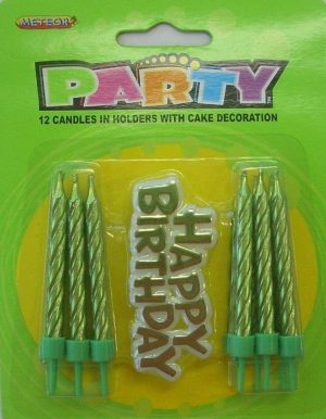 Birthday Candles |  12 Pack Lime Candles In Holders With Cake Decoration Birthday Candles Birthday Candles