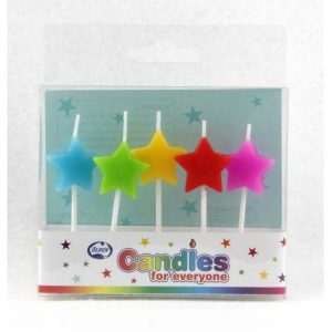 Birthday Candles |  5 Pack Multi-Colour Star Candles Birthday Candles Birthday Candles