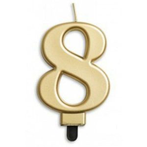 Birthday Candles |  Jumbo Gold Candle #8 Birthday Candles Birthday Candles