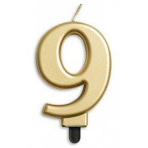 Birthday Candles |  Jumbo Gold Candle #9 Birthday Candles Birthday Candles