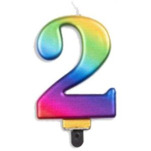 Birthday Candles |  Jumbo Rainbow Numeral #2 Candle Birthday Candles Birthday Candles