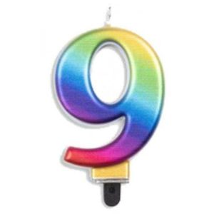 Birthday Candles |  Jumbo Rainbow Numeral #9 Candle Birthday Candles Birthday Candles