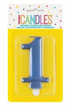 Birthday Candles |  Metallic Blue Birthday Candle – #1 Birthday Candles Birthday Candles