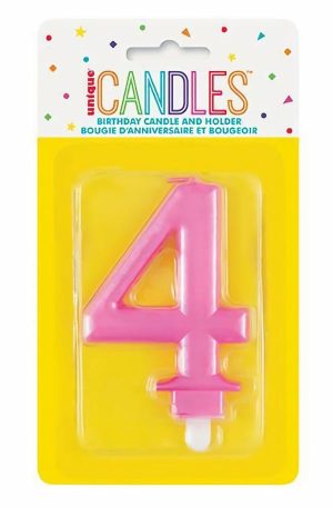 Birthday Candles |  Metallic Pink Birthday Candle – #4 Birthday Candles Birthday Candles