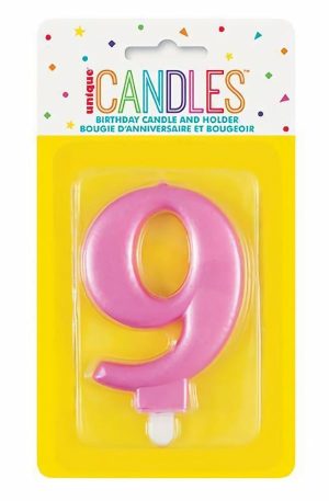 Birthday Candles |  Metallic Pink Birthday Candle – #9 Birthday Candles Birthday Candles