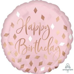 Birthday Foil Balloons |  Blush Happy Birthday Foil Balloon – 45Cm Birthday Foil Balloons Birthday Foil Balloons