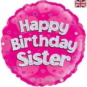 Birthday Foil Balloons |  Happy Birthday Sister Pink Round Foil Balloon – 45Cm Birthday Foil Balloons Birthday Foil Balloons