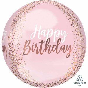 Birthday Foil Balloons |  Orbz Xl Blush Happy Birthday Foil Balloon – 38Cm X 40Cm Birthday Foil Balloons Birthday Foil Balloons