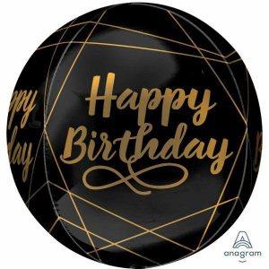 Birthday Foil Balloons |  Orbz Xl Elegant Happy Birthday Foil Balloon – 38Cm X 40Cm Birthday Foil Balloons Birthday Foil Balloons