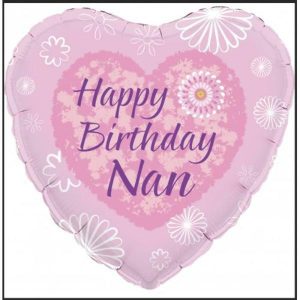 Birthday Foil Balloons |  Pink Happy Birthday Nan Heart Shape Foil Balloon – 45Cm Birthday Foil Balloons Birthday Foil Balloons