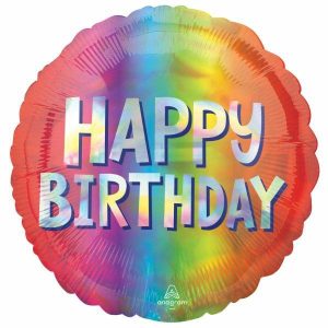 Birthday Foil Balloons |  Silver Ombre Holographic Happy Birthday Foil Balloon – 45Cm Birthday Foil Balloons Birthday Foil Balloons