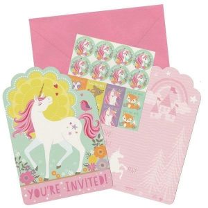 Birthday Invitations |  8 Pack Magical Unicorn Postcard Invitaitons Birthday Invitations Birthday Invitations