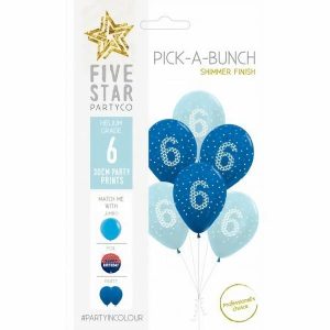 Birthday & Milestone Latex Balloons |  6 Pack 6Th Birthday Shimmer Blue Latex Balloons – 30Cm Birthday & Milestone Latex Balloons Birthday & Milestone Latex Balloons