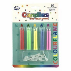 Cake Candles |  10 Pack Colourflame Candles Baking Cake Candles