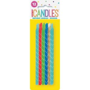 Cake Candles |  12 Pack Bright Spiral Candles – 12.7Cm Baking Cake Candles