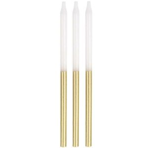 Cake Candles |  12 Pack Metallic Gold & White Candles 12.7Cm Baking Cake Candles