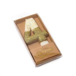 Cake Candles |  Gold Glitter Dipped Number 4 Candle – 8Cm Baking Cake Candles