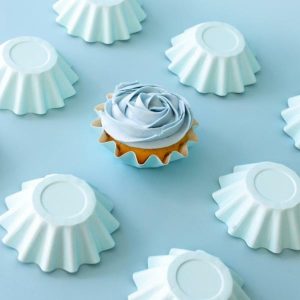 Cake & Cupcake Boxes |  24 Pack Pastel Blue Bloom Baking Cups – 4.4Cm X 3Cm Baking Cake & Cupcake Boxes