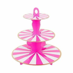 Cake & Cupcake Stands |  3 Tier Eco Pink Striped Cake Stand Baking Cake & Cupcake Stands