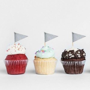 Cake & Cupcake Toppers |  12 Pack Silver Glitter Flag Toppers – 8Cm Baking Cake & Cupcake Toppers