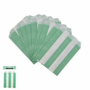 Cake & Cupcake Toppers |  18 Pack Mint Striped Kraft Loot Bags – 13Cm X 18Cm Baking Cake & Cupcake Toppers