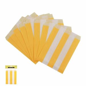 Cake & Cupcake Toppers |  18 Pack Yellow Striped Kraft Loot Bags – 13Cm X 18Cm Baking Cake & Cupcake Toppers