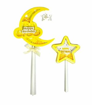 Cake & Cupcake Toppers |  2 Pack Moon & Star Cake Topper Baking Cake & Cupcake Toppers