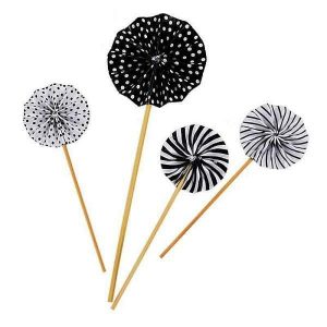 Cake & Cupcake Toppers |  4 Pack Paper Fan Cake Picks Baking Assorted