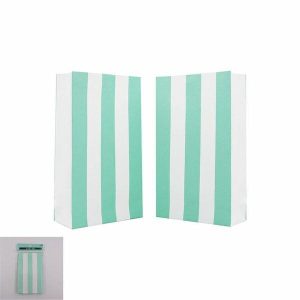 Cake & Cupcake Toppers |  6 Pack Mint Striped Party Bags – 18Cm X 10.5Cm X 4.6Cm Baking Cake & Cupcake Toppers