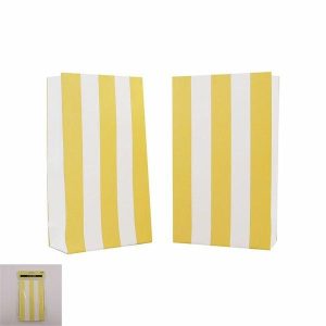 Cake & Cupcake Toppers |  6 Pack Yellow Striped Party Bags – 18Cm X 10.5Cm X 4.6Cm Baking Cake & Cupcake Toppers