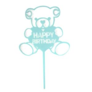 Cake & Cupcake Toppers |  Blue Teddy Bear Happy Birthday Cake Topper – 15.5Cm X 9.5Cm Baking Cake & Cupcake Toppers