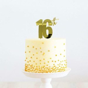 Cake & Cupcake Toppers |  Gold 16Th Metal Cake Topper – 210Mm X 110Mm Baking Cake & Cupcake Toppers