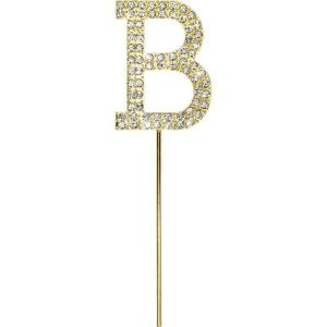 Cake & Cupcake Toppers |  Gold Diamante Letter B Cake Topper – 10.5Cm Baking Cake & Cupcake Toppers