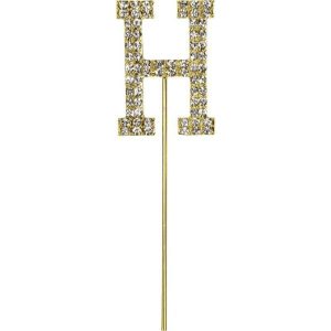 Cake & Cupcake Toppers |  Gold Diamante Letter H Cake Topper – 10.5Cm Baking Cake & Cupcake Toppers