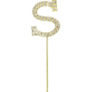 Cake & Cupcake Toppers |  Gold Diamante Letter S Cake Topper – 10.5Cm Baking Cake & Cupcake Toppers