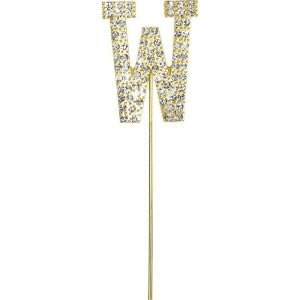 Cake & Cupcake Toppers |  Gold Diamante Letter W Cake Topper – 10.5Cm Baking Cake & Cupcake Toppers