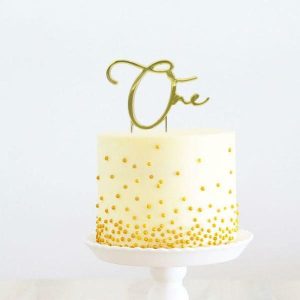 Cake & Cupcake Toppers |  Gold One Metal Cake Topper – 200Mm X 110Mm Baking Cake & Cupcake Toppers