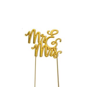 Cake & Cupcake Toppers |  Gold Plated Mr & Mrs Cake Topper – 17.5Cm X 11.5Cm Baking Cake & Cupcake Toppers