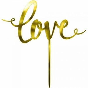 Cake & Cupcake Toppers |  Love Gold Mirrored Cake Topper Baking Cake & Cupcake Toppers