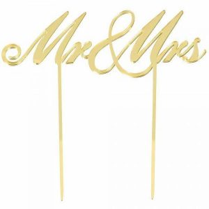 Cake & Cupcake Toppers |  Mr & Mrs Gold Mirrored Cake Topper Baking Cake & Cupcake Toppers