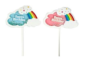 Cake & Cupcake Toppers |  Rainbow Glitter Happy Birthday Cake Topper Baking Cake & Cupcake Toppers