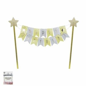 Cake & Cupcake Toppers |  Yellow Bunting Happy Birthday Cake Topper Baking Cake & Cupcake Toppers