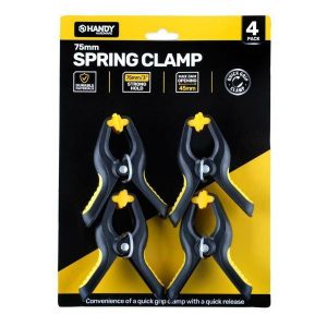 Clips & Hooks |  4 Pack Small Black & Yellow Clamp Spring With Soft Grip Handle – 7.5Cm Clips & Hooks Clips & Hooks