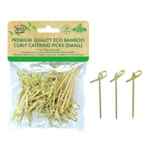 Eco-Friendly Party Supplies |  50 Pack Bamboo Curly Catering Picks – 6Cm Eco-Friendly Party Supplies Eco-Friendly Party Supplies