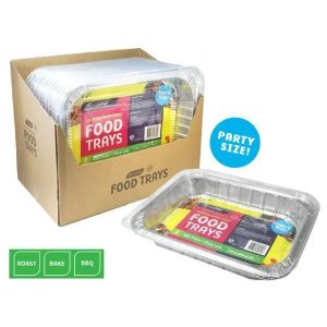 Foil Trays |  2 Pack Foil Tray With Plastic Lid – 46.5Cm X 32.5Cm X 7.5Cm Catering Supplies Foil Trays