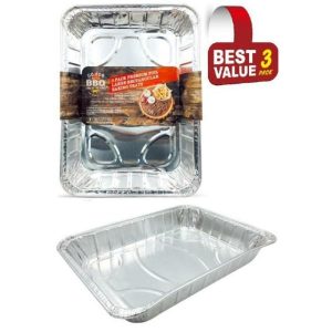 Foil Trays |  3 Pack Rectangle Foil Roasters – 460Mm X 340Mm X 70Mm Catering Supplies Foil Trays