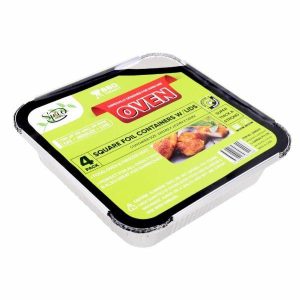 Foil Trays |  4 Pack Foil Containers With Lids – 250Cm X 250Cm X 55Cm Catering Supplies Foil Trays